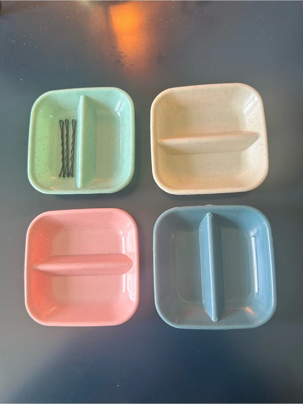 Rare Full set of Lucille’s Locks Dressing Table- Grip Dishes-Pastel Colors